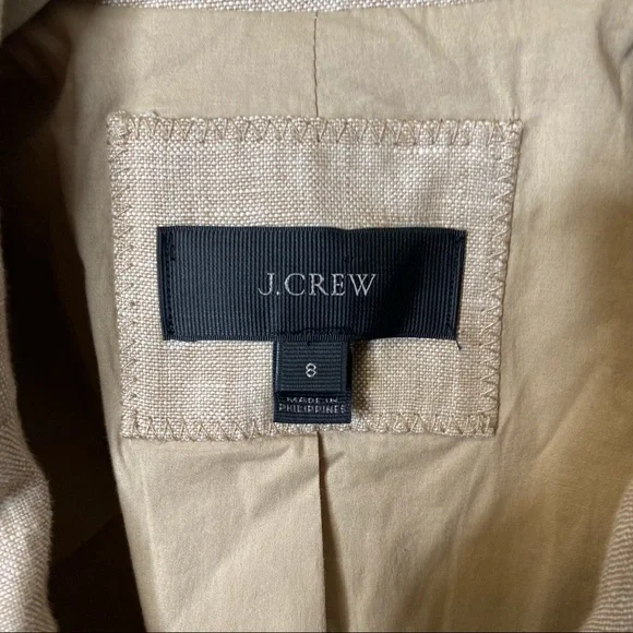 Jcrew tan linen Regent one button blazer career business workwear - Picture 3 of 6